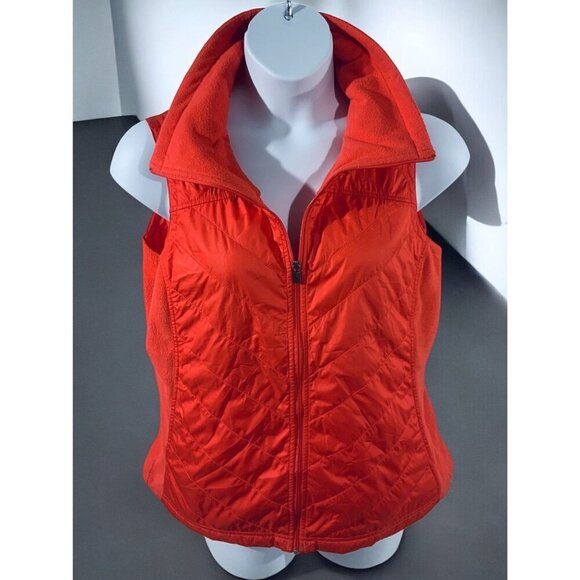 Columbia Women XL Quilted Fleece Zip Front Vest Red Lightweight Outdoor Layering - Picture 8 of 10